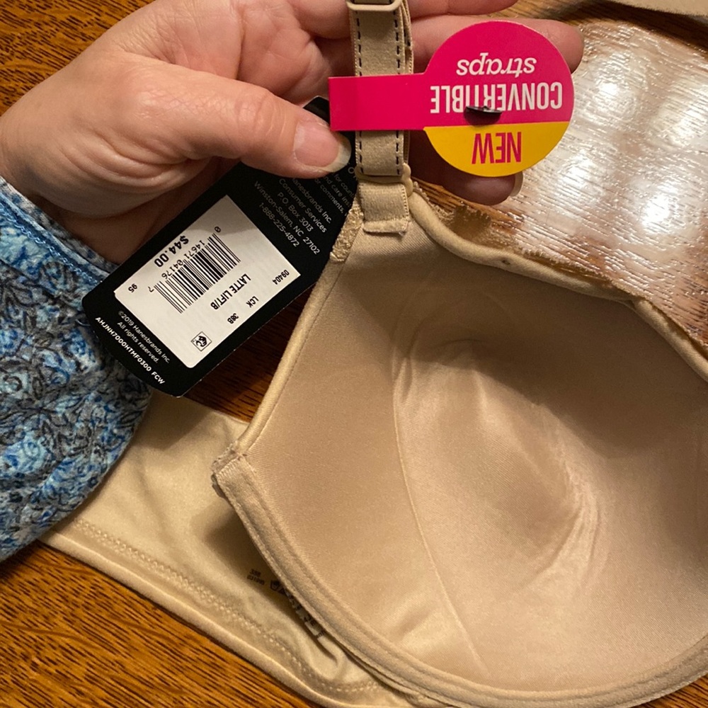 NWT! Maidenform 38 B T Shirt Bra Convertible Strap X Cross Underwire Lace Padded - Picture 11 of 12